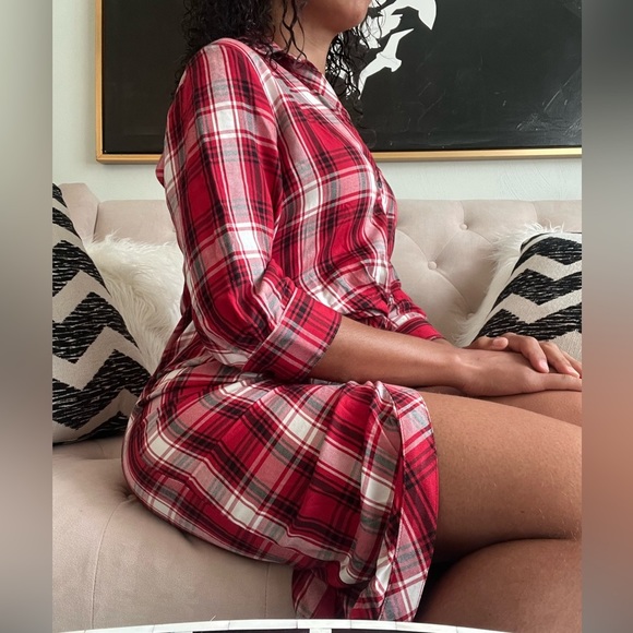 Zara Red White Black The Knot Check Dress - Picture 2 of 14